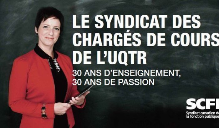 CampagneSCFP2661 panneau d'affichage de la campagne des chargés de cours de l'UQTR
